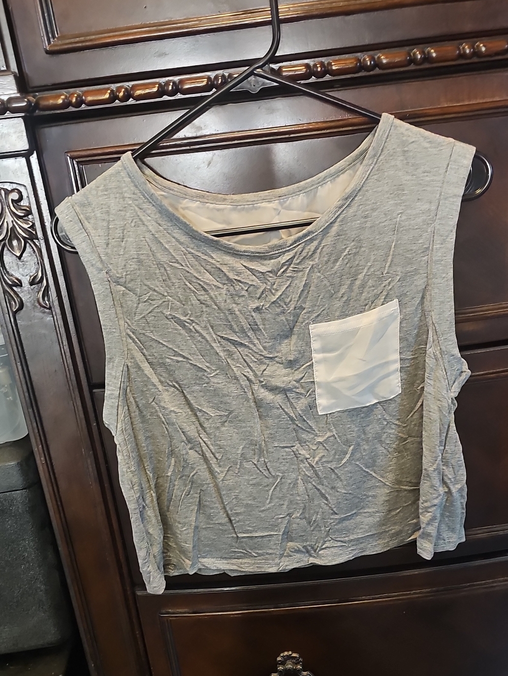 Adore Me Light Gray Sleeveless Pocket Tank